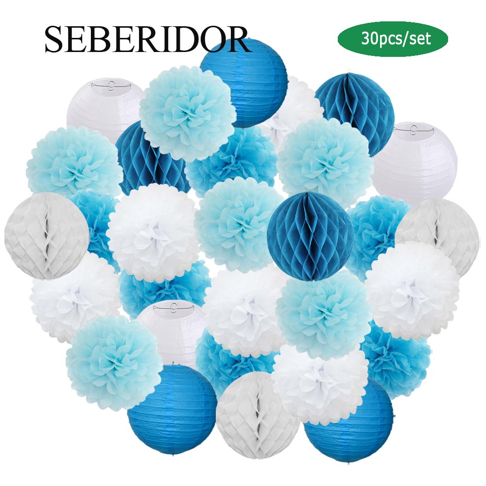 Japanese Lantern Paper - 30 stks/set Vakantie Festival Decor Blauw