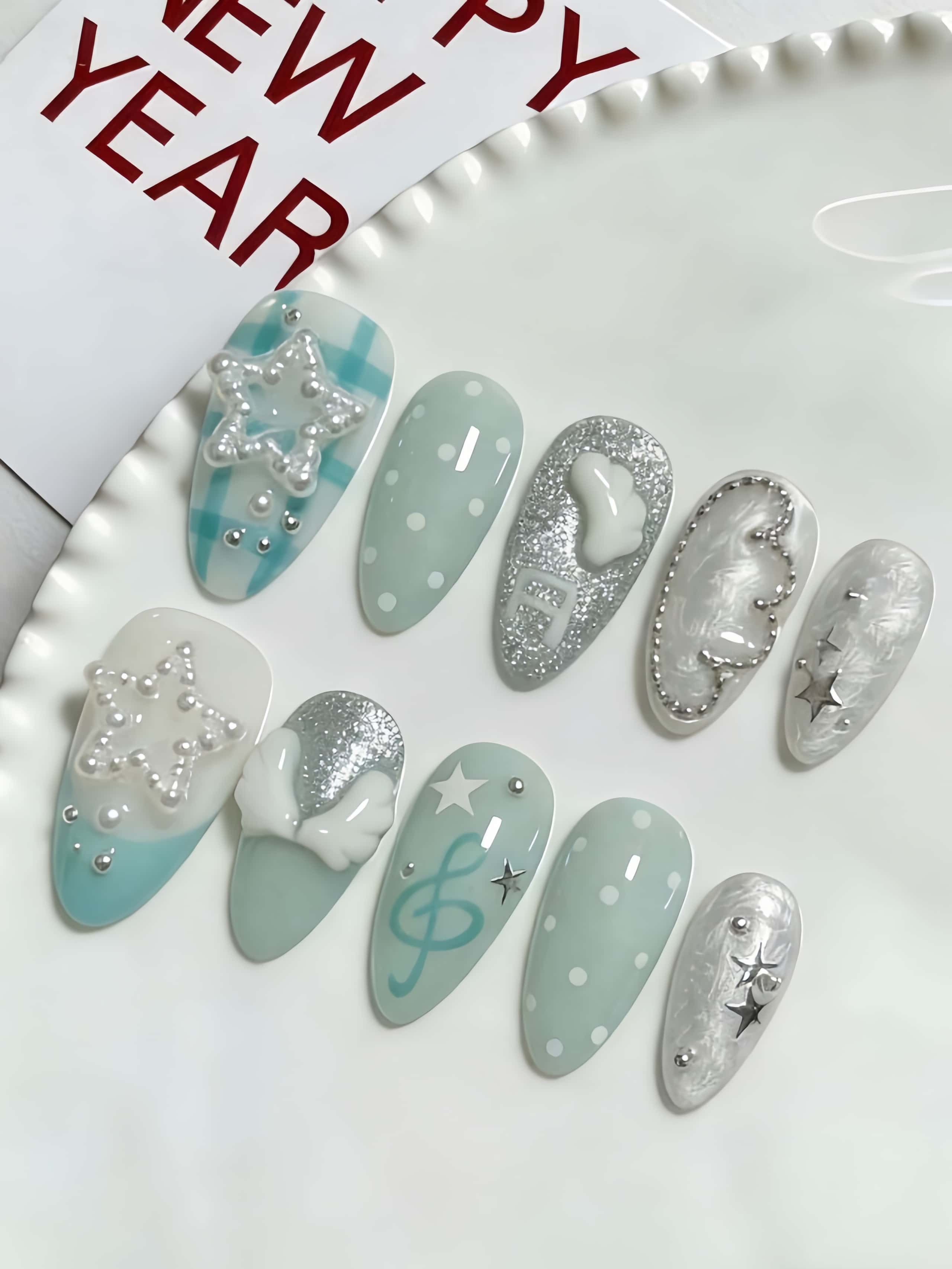 Japanese Lifestyle Gifts - 10 stuks handgemaakte amandelvormige nageltips met